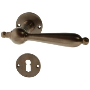 Béquille de porte de chambre en laiton patiné marron foncé - style Bauhaus